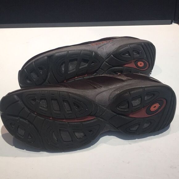 Stylish Comfort: Merrell Ecco Prime Patch Brown Leather Clogs - Size 9 - Picture 12 of 13